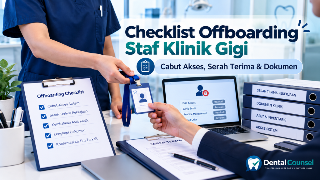 Checklist offboarding staf klinik gigi untuk pencabutan akses serah terima pekerjaan aset dan dokumen