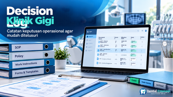 Decision log klinik gigi untuk mencatat keputusan operasional